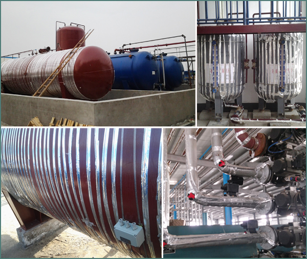 罐體、槽池保溫應(yīng)采用電伴熱帶做為發(fā)熱源(圖2)